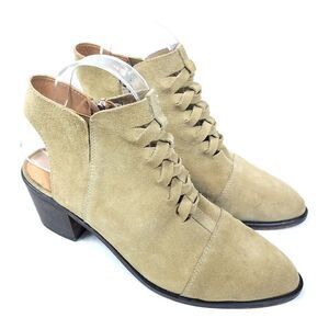 Anthropologie Klub Nico Bernita Open Back Bootie Ankle Boots Tan Suede Size 9